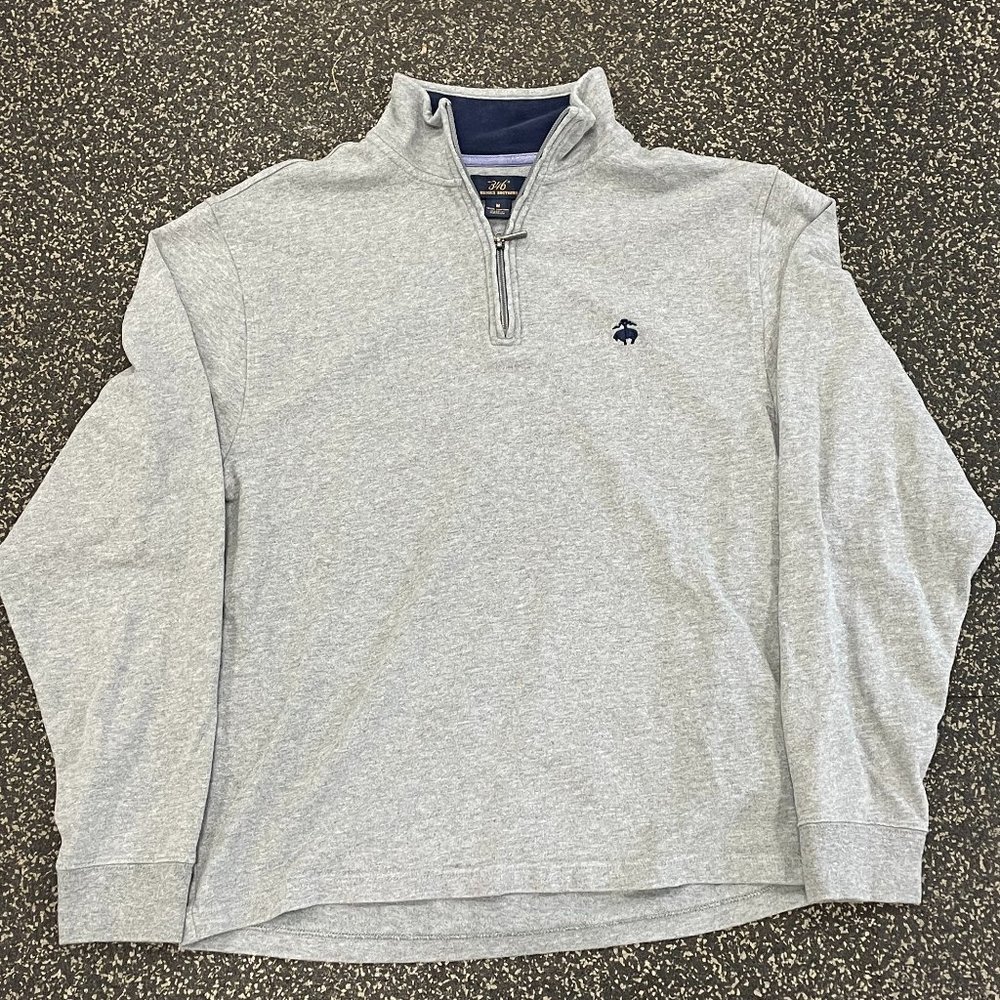Brooks Brothers Grey Pique Half-Zip Fleece